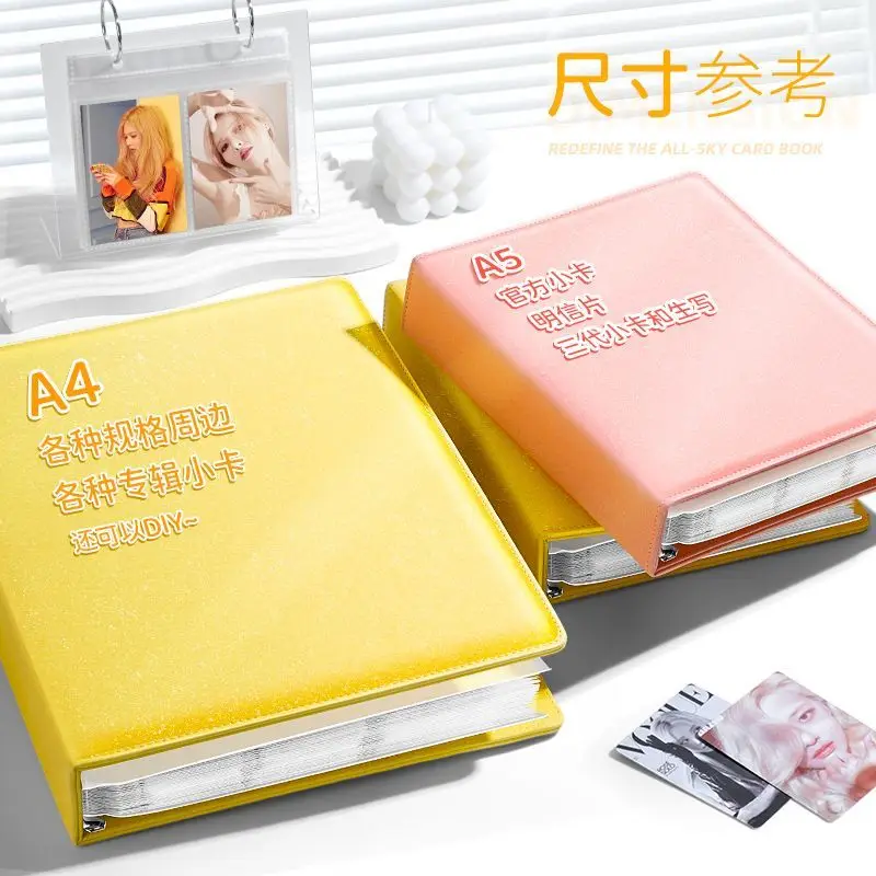 Sunwood Sparkling PU Binder A4/A5 Kpop Photocard Collect Book Large Capacity Card Holder Macaron PU Leather Idol Photo Album