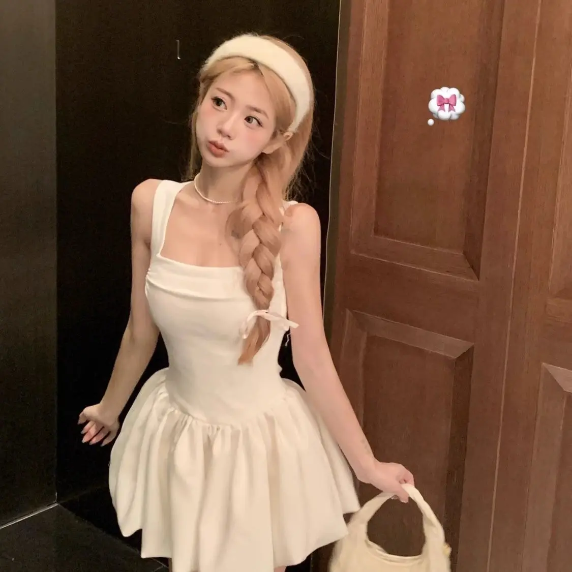 White Strap Dresses Women Sexy Backless Holiday Lovely Mini Dress Summer College Korean Fashion Causal Beach Vestidos Ball Gown