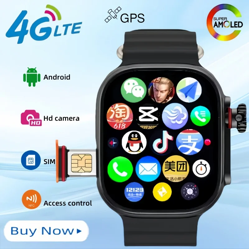 

4G Android Смарт-часы CDS9 GPS WIFI Вращающаяся камера Трекер сердечного ритма Приложение Загрузка Спорт и здоровье Смарт-часы Мужчины Женщины