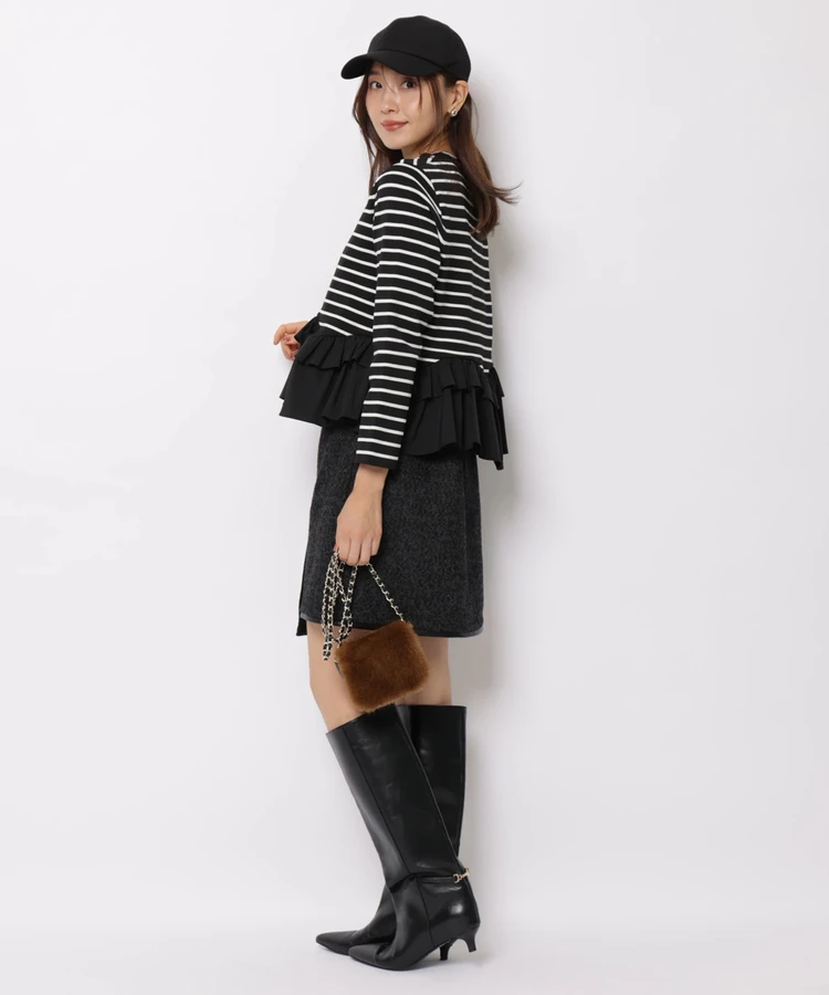 Fashionable Stripe Knitted Sweater Loose Fit Color Block Neckline Long Sleeve Women's Autumn Winter Casual Style Breathable