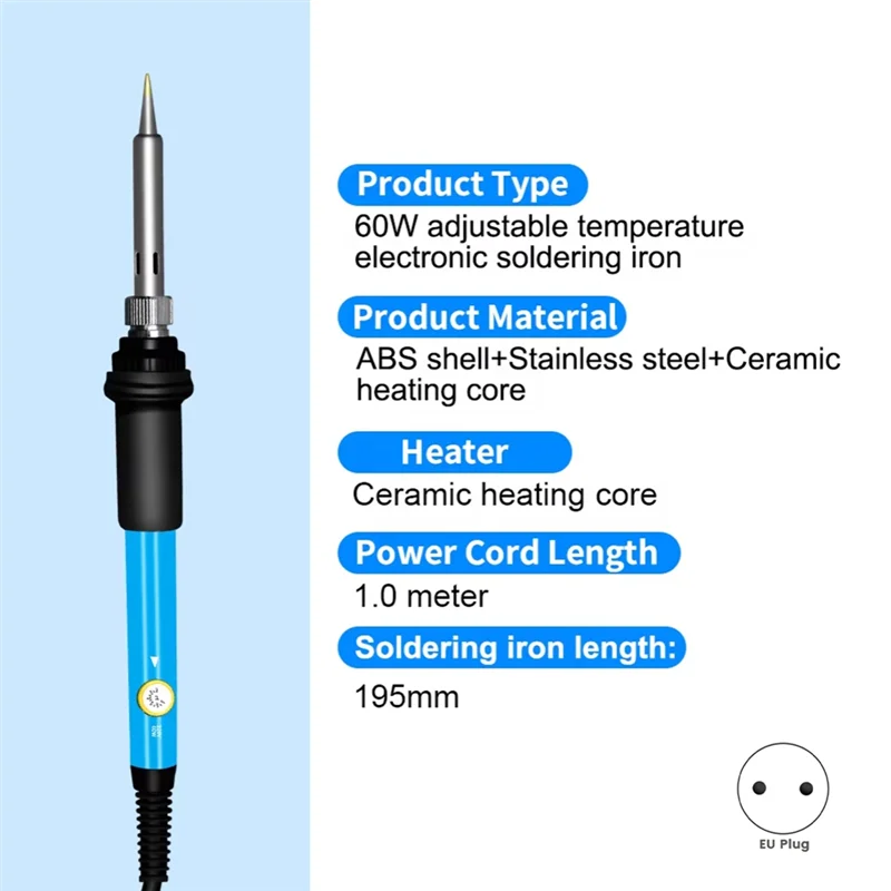 

AT21-Soldering Iron Heat Set Insert Tool, 60W 2200V Soldering Welding Iron Kit With Iron Tips And Heat Set EU Plug