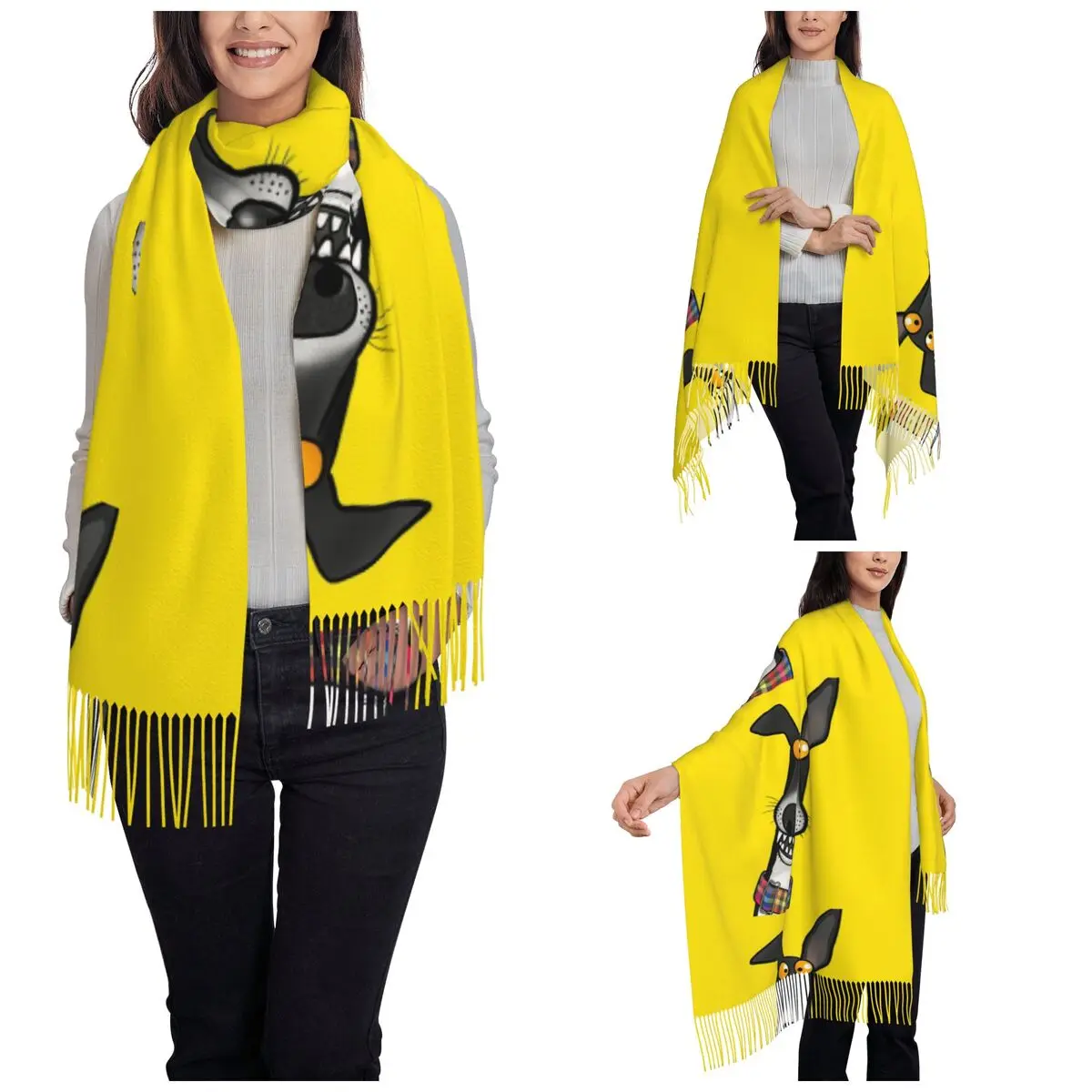 Teefs Sjaal Wrap Voor Vrouwen Warm Grote Lange Sjaal Windhond Whippet Windhond Hond Hond Pashminas Kwastje Sjaals