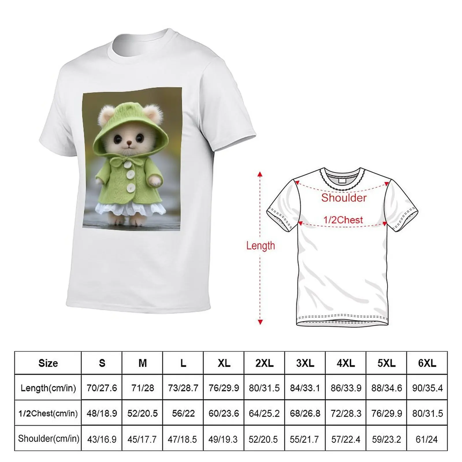 Little bear with green coat and hat T-Shirt graphic t shirts for man man graphic t shirt T-Shirt