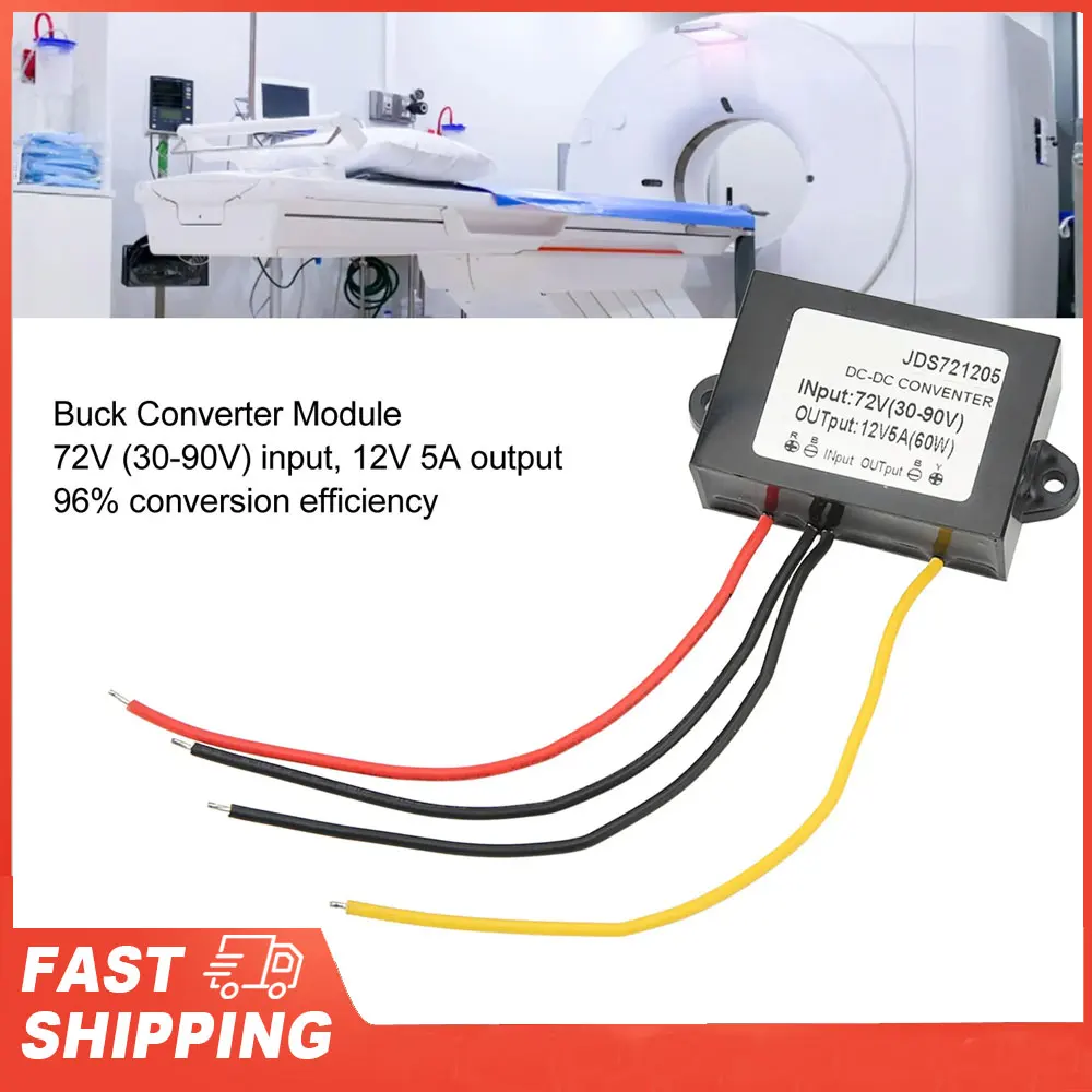

Понижающий модуль постоянного тока с кабелем, плата трансформатора напряжения, модуль преобразователя 72 В до 12 В, 5 А, IP67, водонепроницаемый