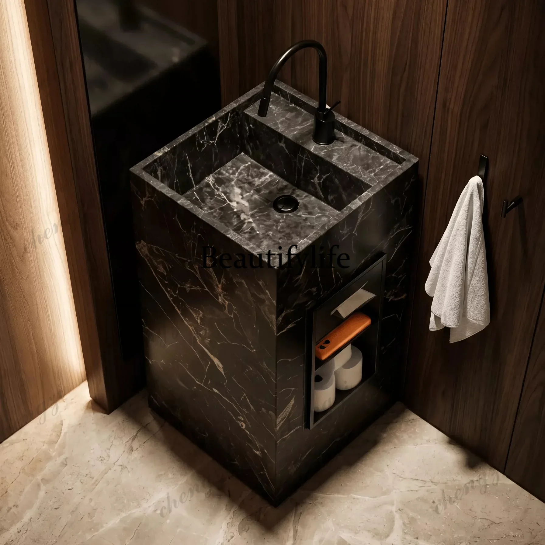 NQ52 Slate column basin wash basin bathroom wash table integrated floor type face basin sink