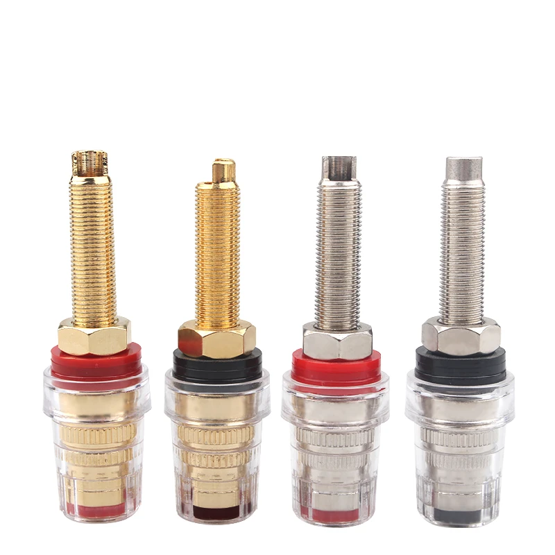 4Pcs Crystal Transparent Free Welding Long Binding Post Terminal Banana Plug Socket Output Connector