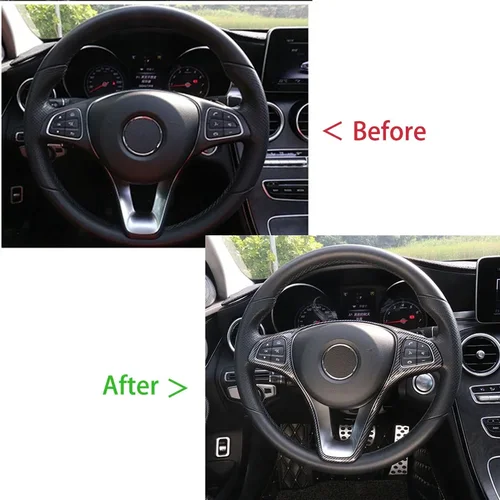 Imagen 2 del producto Para Mercedes Benz A B C E GLA GLC CLA GLE GLS clase W246 W205 W213 X253 X156 cubierta decorativa para volante de coche
