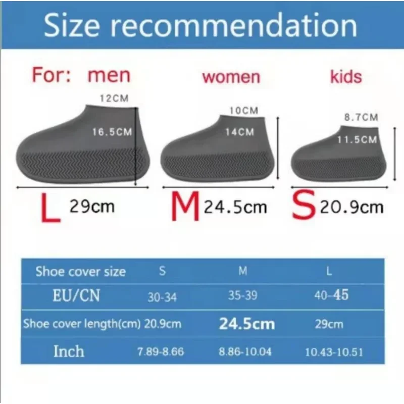 1 Pair Waterproof Silicone Shoes Cover Unisex Shoes Colorful Protectors Rain Boots for Outdoor Rainy Days Reusable Shoe Covers