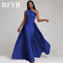 RFYR Royal Blue Mermaid Prom Dresses One Shoulder Satin Formal Party Evening Dress Pleated Special Occasion Gowns Custom 2025