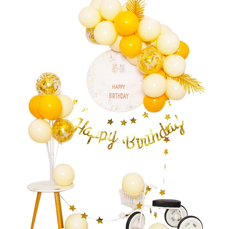 Birthday decoration scene decoration, party decoration background, balloons, one year old boys and girls, birthday gift decorati