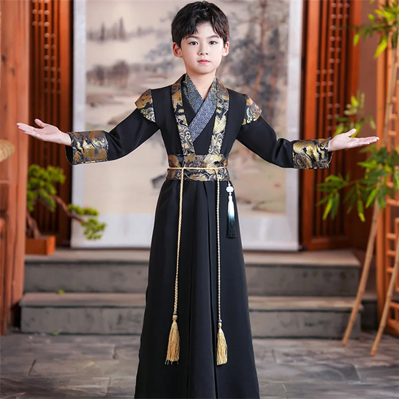 어린이 중국어 번체 기사-Errant 스타일 개선 Hanfu 무대 의상 소년 패션 잘 생긴 고품질 당나라 정장 