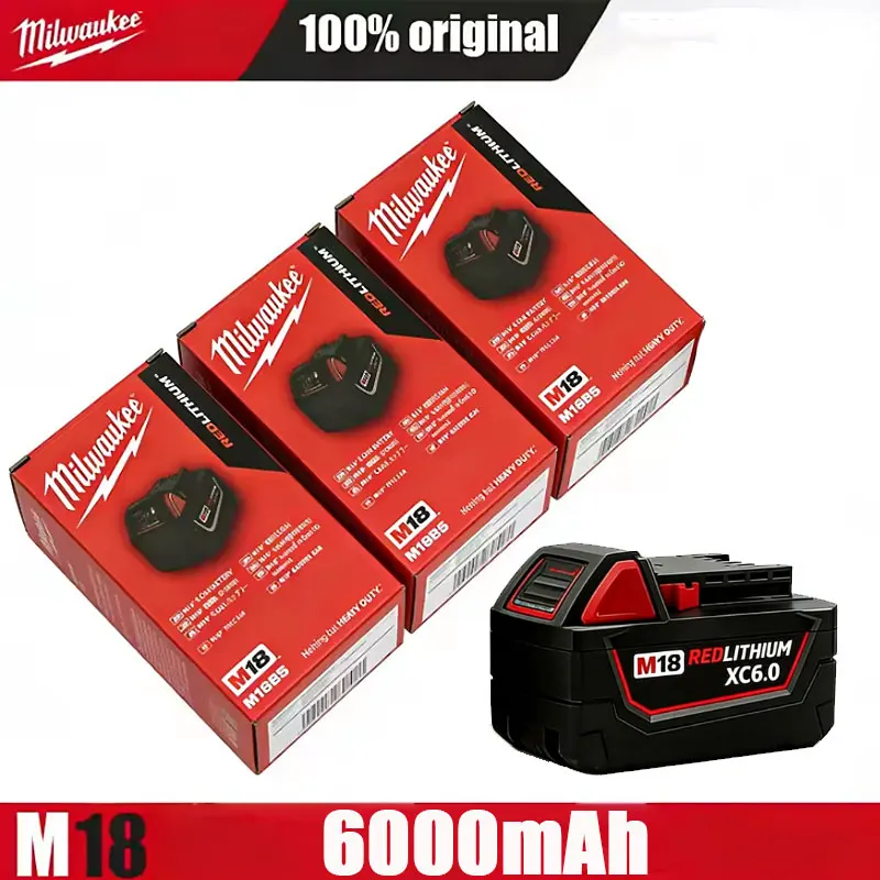 

M18B6 Original Milwaukee 6000mAh battery M18 6.0Ah Milwaukee charger, 48-11-1860, 48-11-1850, 48-11-1840,Tool Lithium Battery