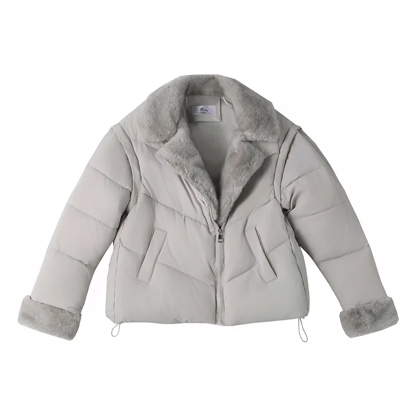 2025 Inverno Colletto in lana di agnello Parka Donna Addensare Giacche di cotone Nuovo coreano Breve pane Abbigliamento Studentessa Capispalla in cotone