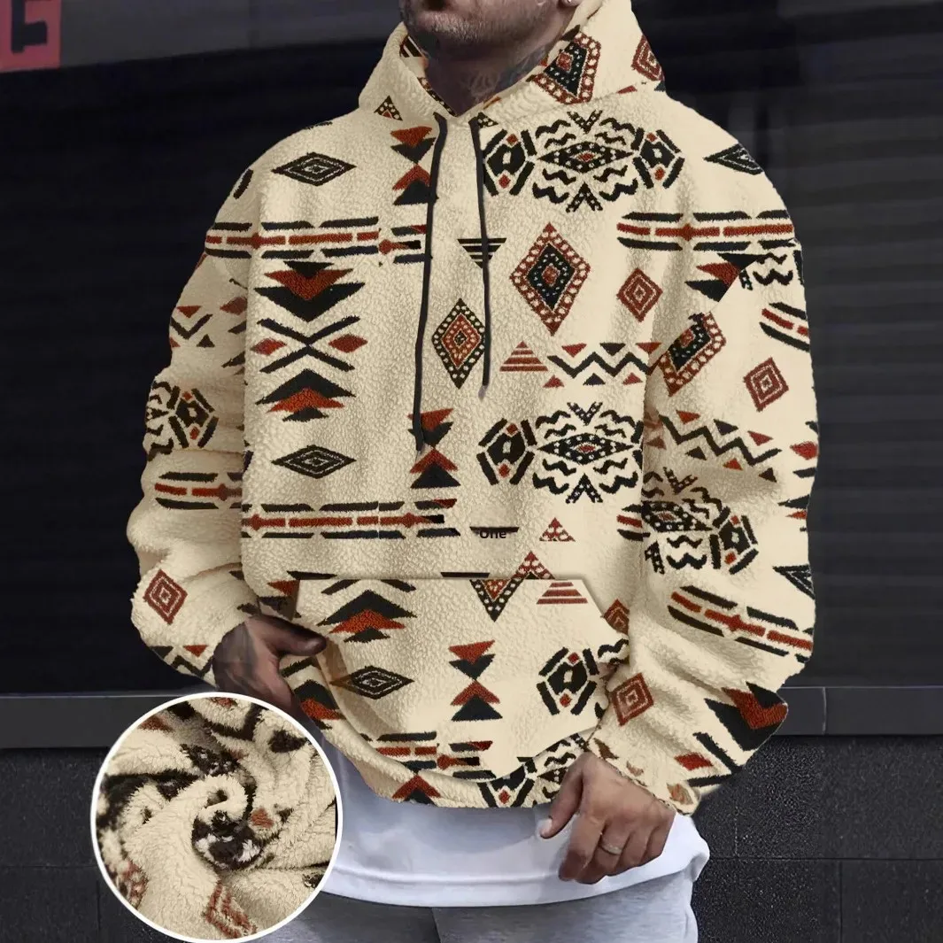 

Брендовые утепленные флисовые толстовки, мужская толстовка с капюшоном, осень-зима, плюшевый принт, теплый пуловер из шерпы с длинными рукавами, топ, мужская уличная одежда