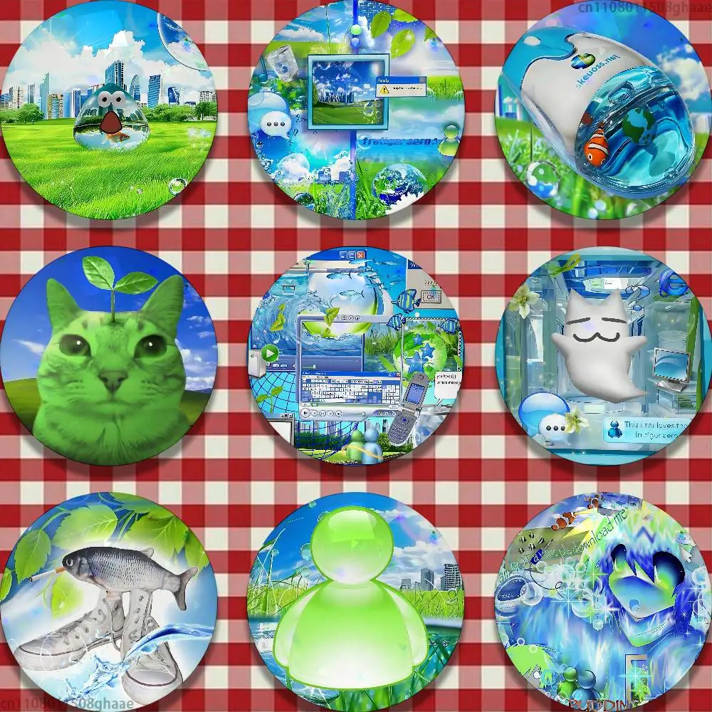 

Frutiger Aero Art Cosplay 25mm 75mm 44mm 58mm 32m Brooches Badges Pins for Accessories