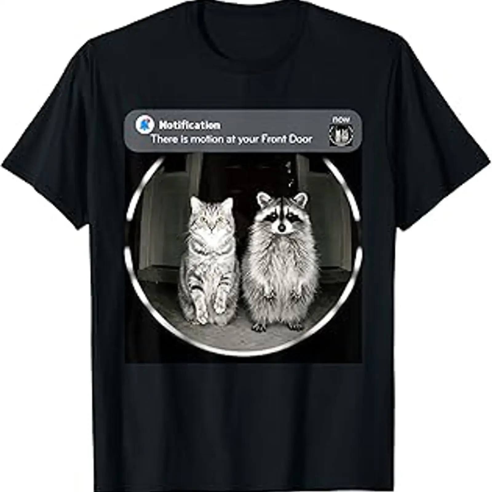There is Motion at Your Front Door Funny Cat Meme T Shirt vintage Washed Stylish Breathable Unisex Top For Everyday Wear