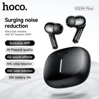 Auriculares HOCO ANC con reducción activa de ruido, inalámbricos por Bluetooth 5,4, con Control por aplicación, sonido EQ, auriculares deportivos HiFi para música, 28H en espera