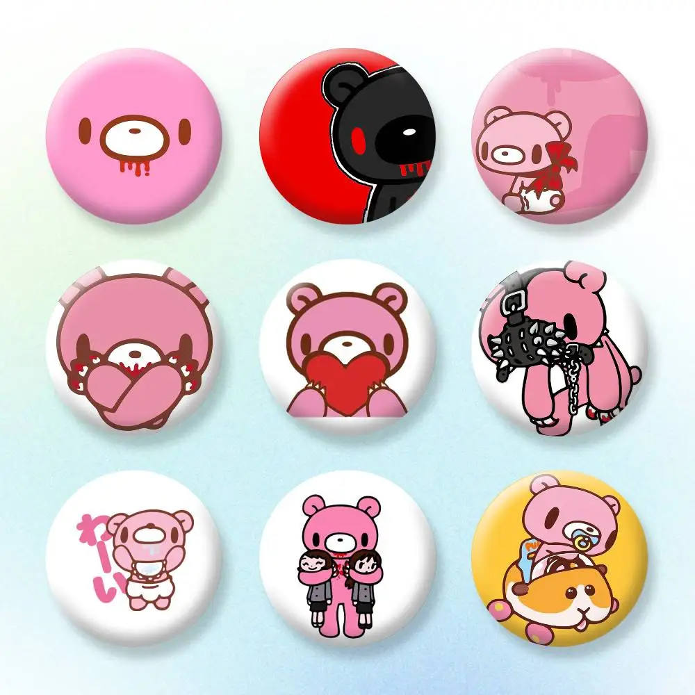 

Kawaii G-Gloomys Pink Bear Brooches Cartoon Badge Pins Backpack Hat Accessories Friend Gift