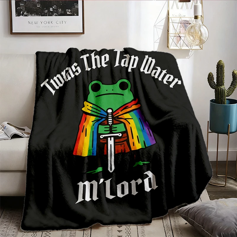 Twas the Tap Water Funny Frog LGBTQ Pride Flannel Throw, LGBTQ Support Cozy Blanket, Pride Frog Warm Blanket, Trans Righ