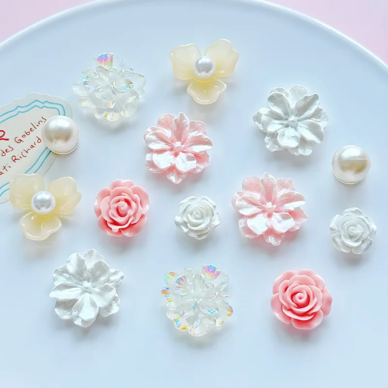3D Flower Camellia Shoe Charms Set Women Romantic Style Rose & Three-Leaf Clover DIY Ballet Clogs Decorations Accessories Gifts