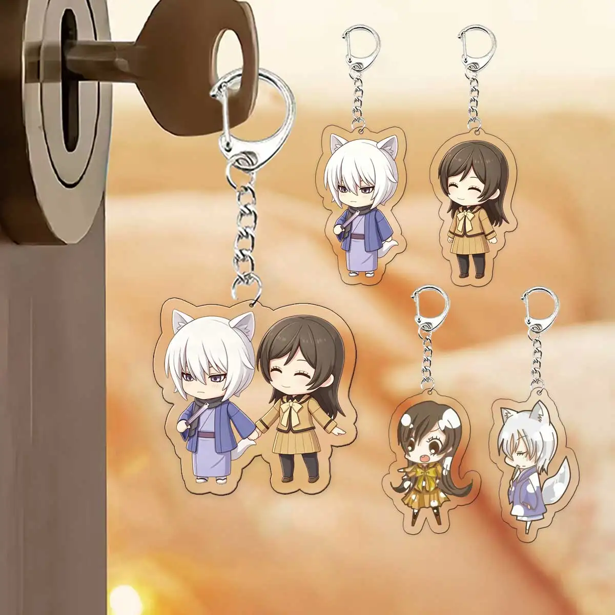 Kamisama Kiss Tomoe Nanami Momozono Chibi Keychain for Accessories Bag Charm Acrylic KeyRing Pendant Fans Friends Gifts