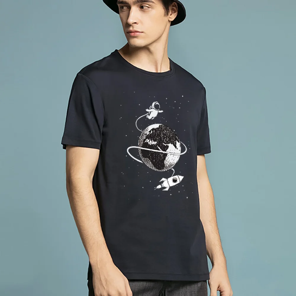 Men T Shirt Harajuku Summer Short Sleeve Astronaut Printed Tshirts Loose Fashion Tops Tees Trend Clothing Streetwear Pullover