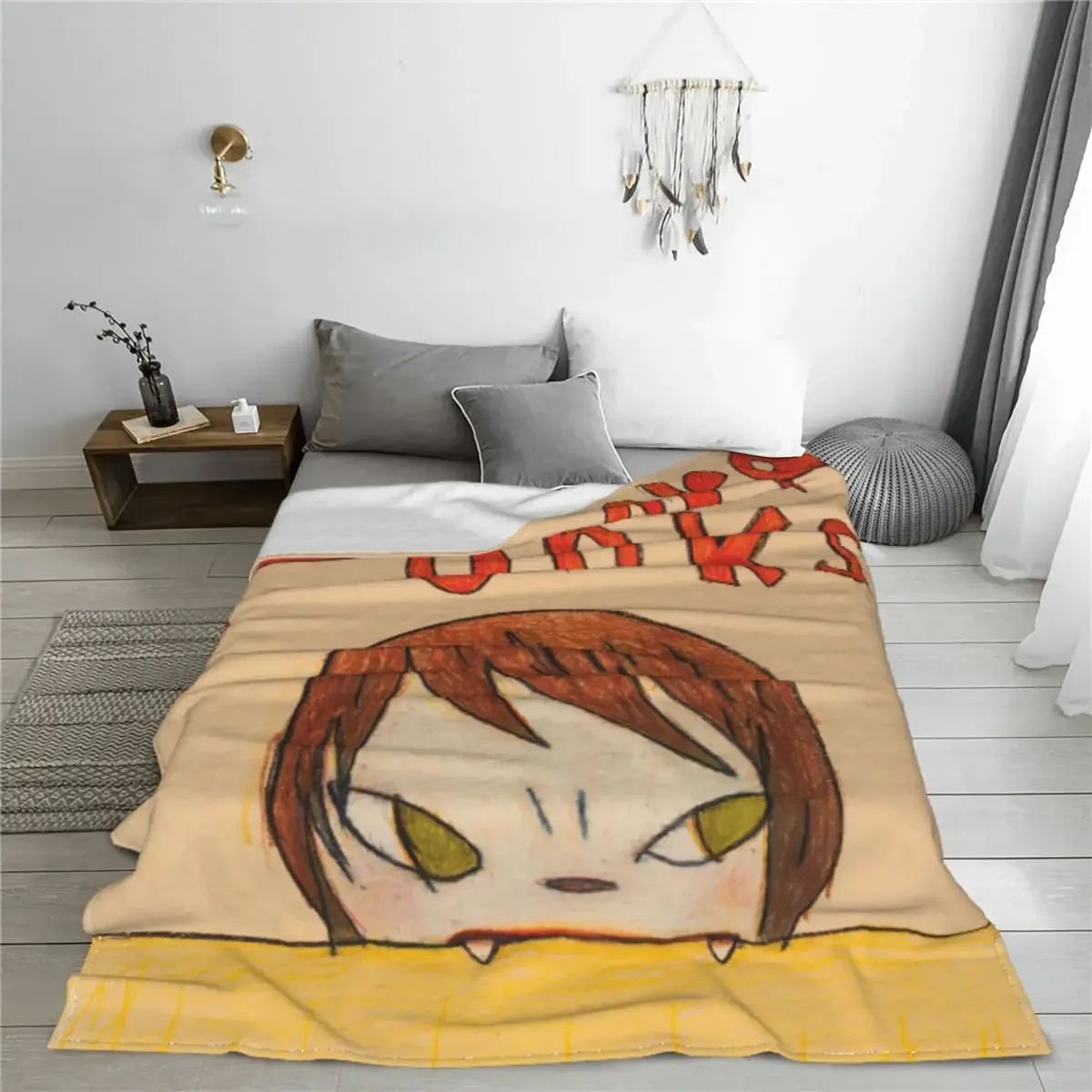 Yoshitomo Nara Dream Velvet Throw Blankets Cartoon Art Blankets for Home Car Super Warm Bedspread