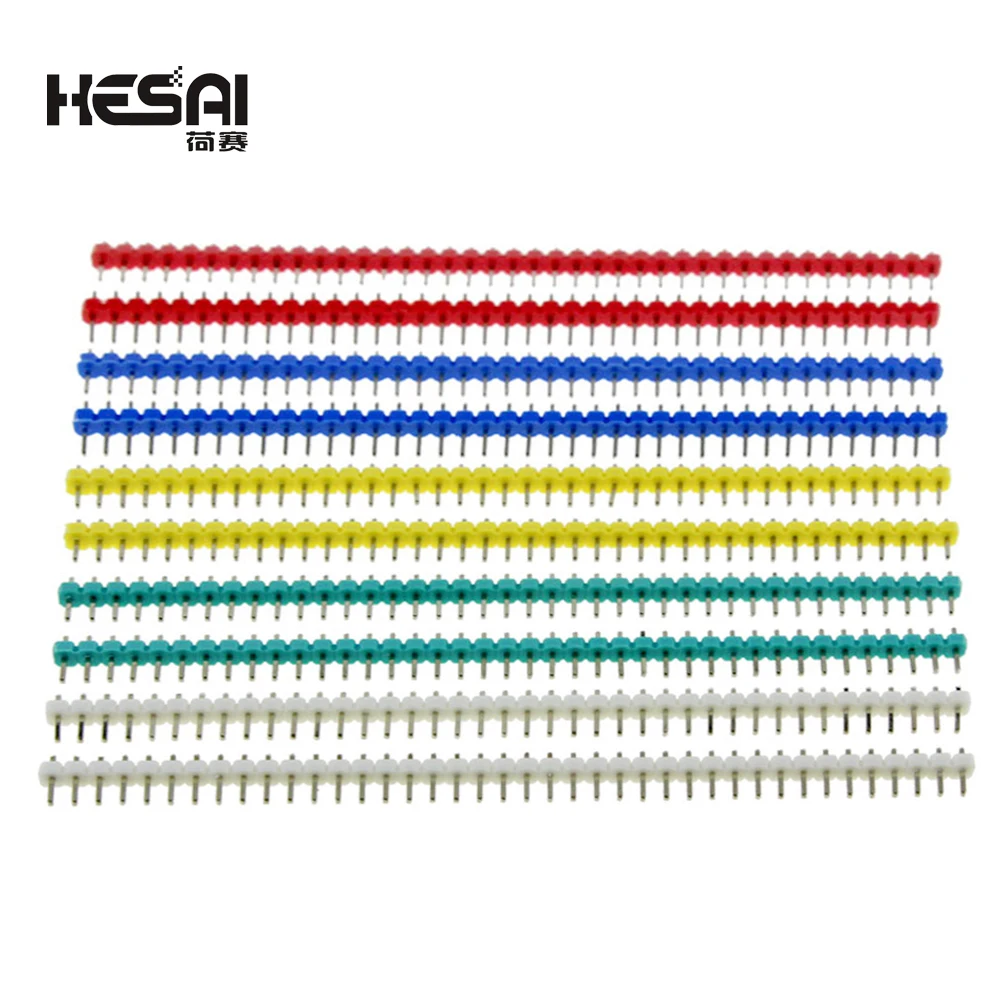 Hot Sale 40Pin 1x40 Single Row Male 2.54 Breakable Pin Header Connector Strip Colorful pin For Arduino Diy Kit