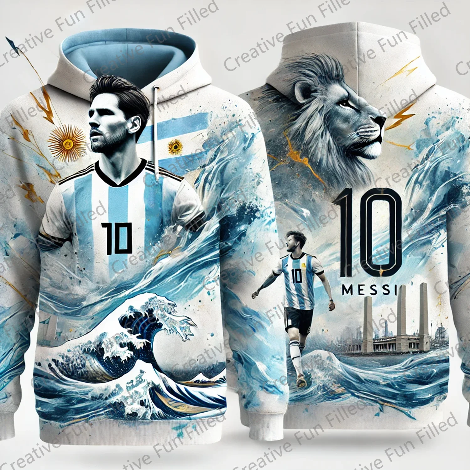 2024 New GPT Lion Autumn / winter MESSI 10 Special Graffiti Design Edition Hoodies Long Sleeve Sweatshirt