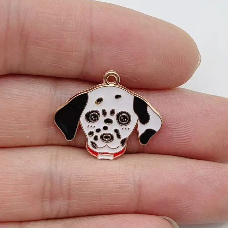 12pcs cartoon pet spotted dog alloy oil drop pendant, DIY jewelry making earrings, keychain accessories view 2
