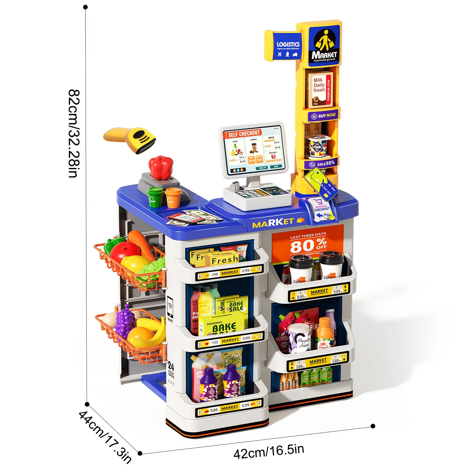 التظاهر اللعب آلة حاسبة ماكينة تسجيل المدفوعات النقدية اللعب سوبر ماركت متجر سجلات أمين الصندوق مع الماسح الضوئي بطاقة الائتمان هدايا عيد ميلاد للأطفال