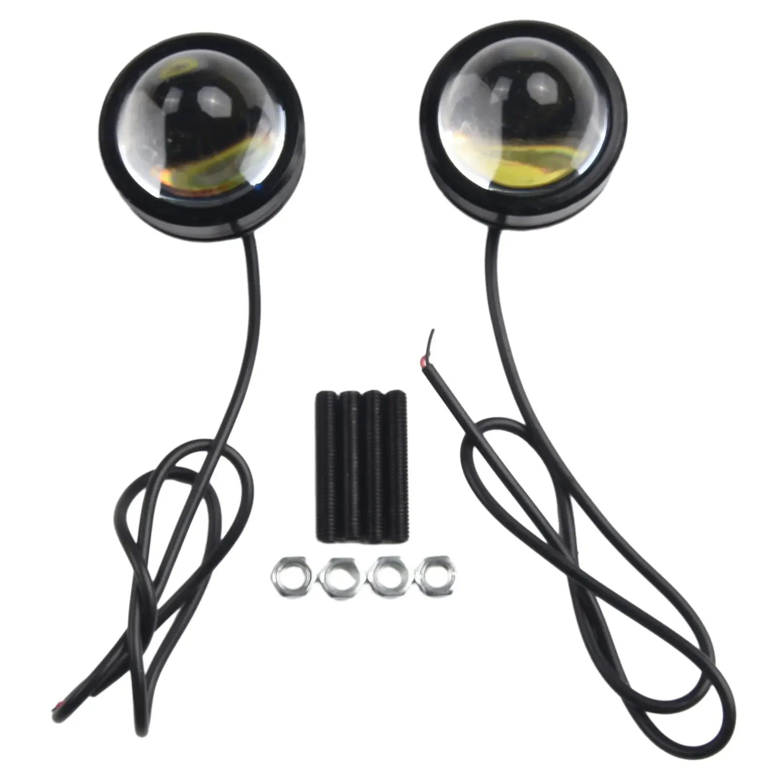 2pcs Car LED DRL Lights 12V-24V Projector Lens Fog Lamps Daytime Running Lights Drl External Xenon White Lights