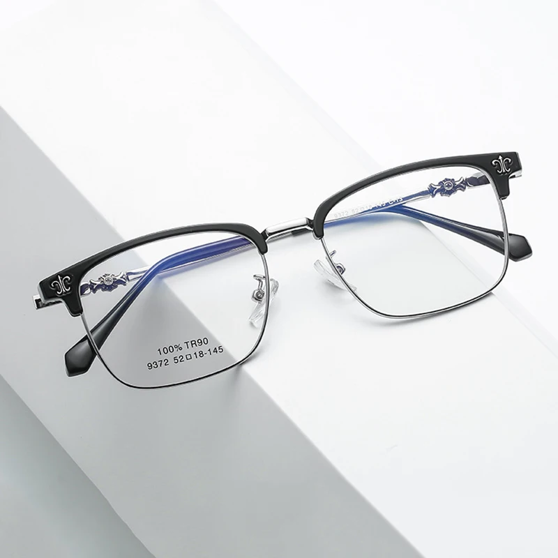 New Fashion Casual Men TR+Metal Anti Blue Light Reading Glasses Magnifier Male Business Hyperopia Spectacles Custom Prescription