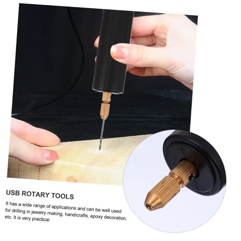 USB Powered Mini Portable Electric Drill 3 Bits Stable Performance DIY Craft Jewelry Resin Drilling No Wobble Precise