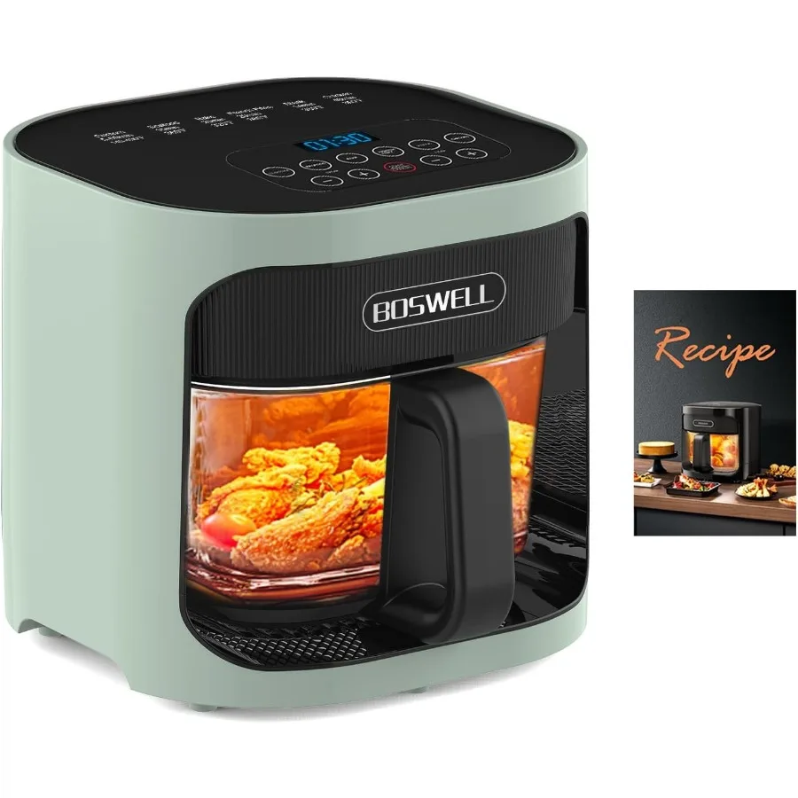 مقلاة هوائية زجاجية 6 في 1 بقدرة 4.5 كيو تي مع وعاء زجاجي شفاف لتسخين الهواء بشكل فعال، مثالية للخبز والقلي الهوائي