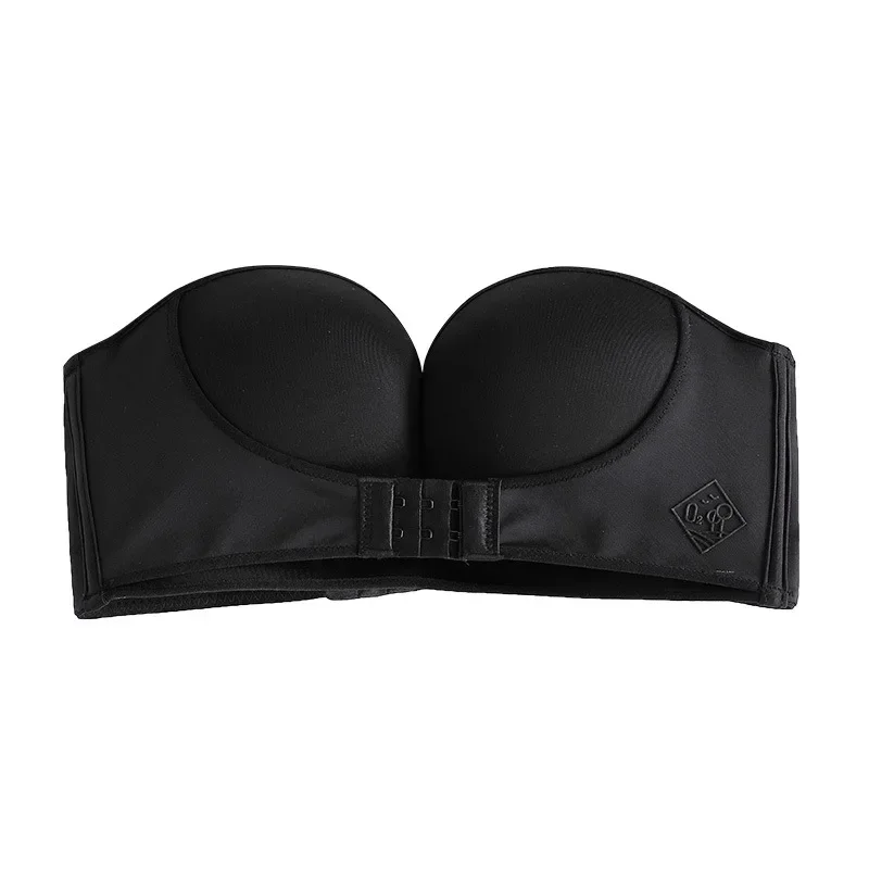 Grande tamanho grande copo underwear strapless frente fivela reuniu antiderrapante invisível sexy sutiã envoltório senhoras