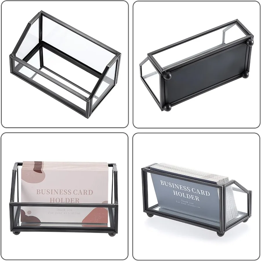 حامل بطاقة عمل زجاجي، حامل معدني، منظم عرض البطاقات، سطح المكتب، حامل تخزين بطاقات العمل #4