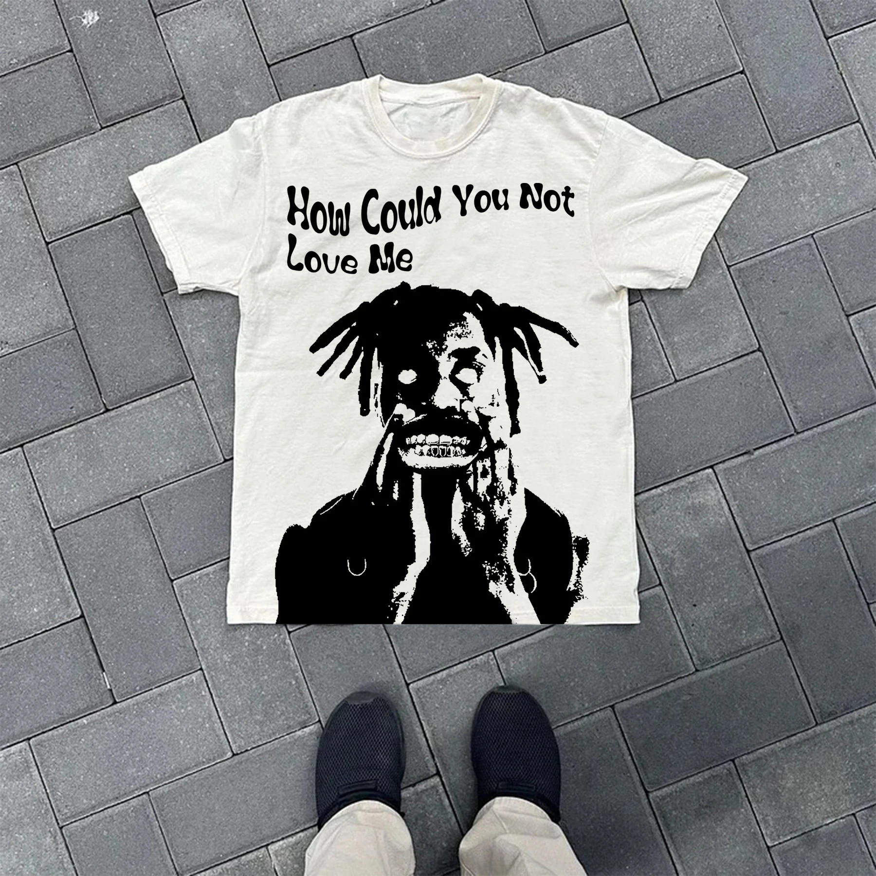 

Retro How Could You Not Love Me Graphic Print T-shirt Men Y2K Summer Short Sleeves Oversize T-shirt Streetwear Women Tee Tops