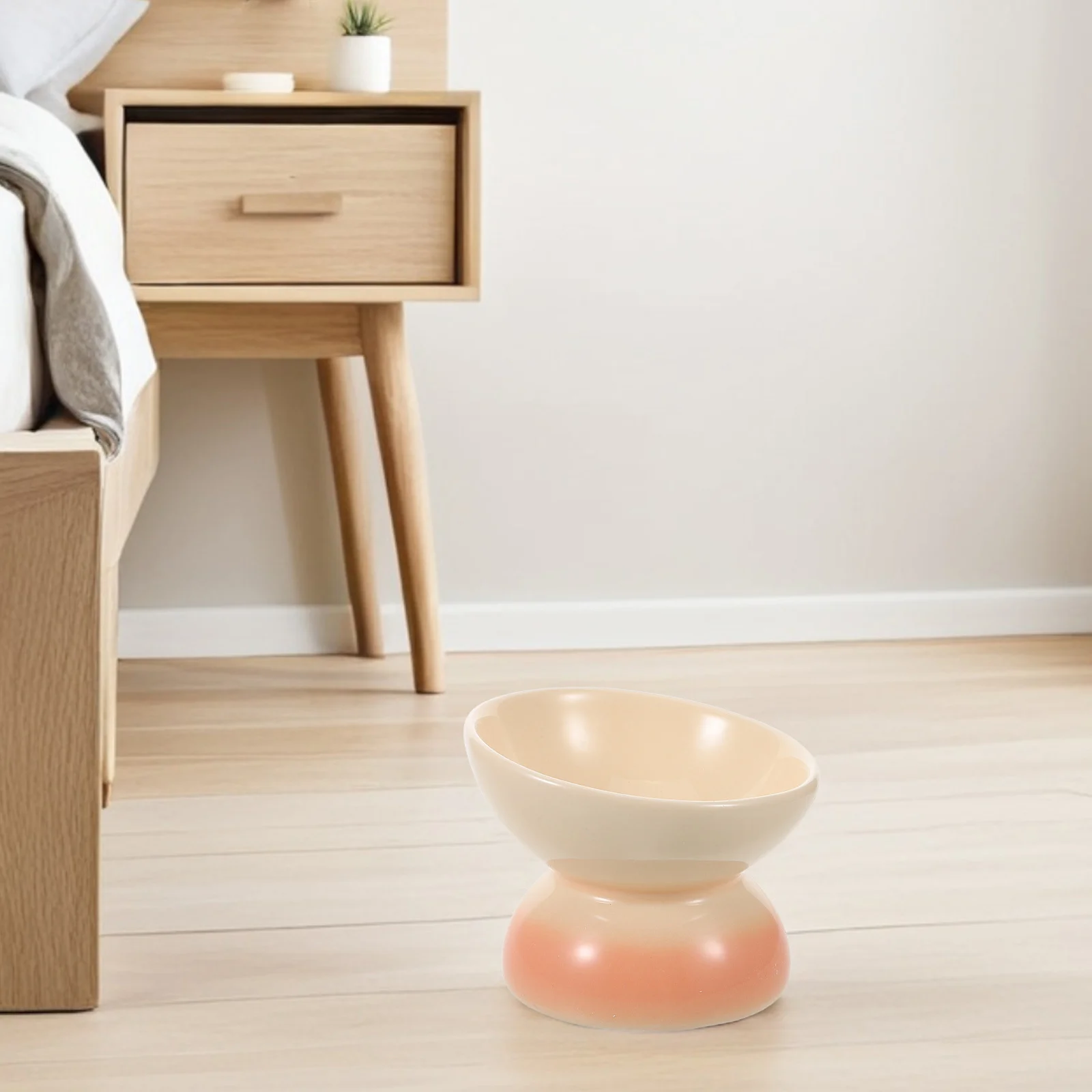 

Elevated Tilted Cat Bowl Ceramic Material Promotes Natural Eating Posture Easy to Maintain Fresh Feeding Environment