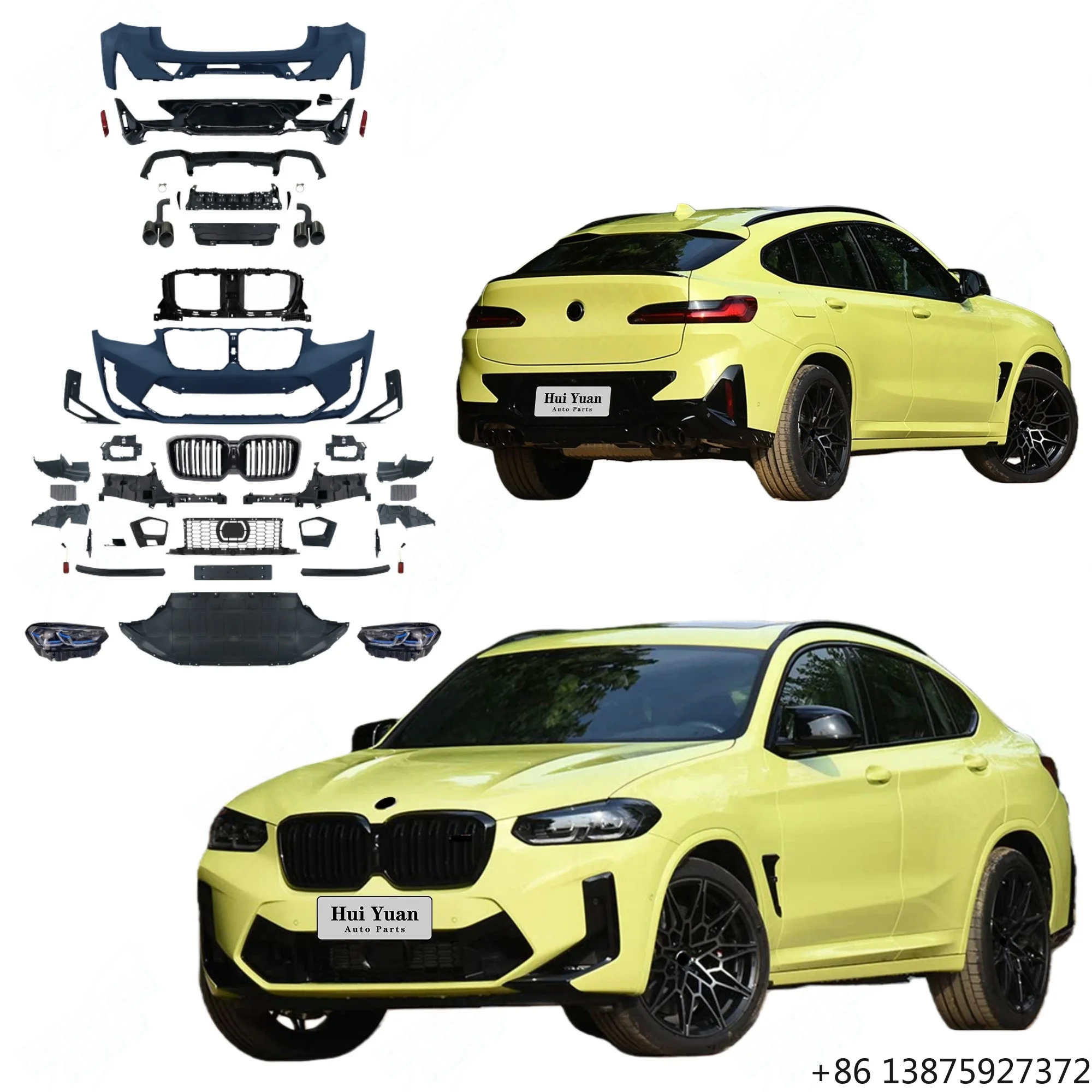 For X4 G02 2019-2021 to X4M F98 LCI 2022 Model Auto Body Systems Include Front and Rear Bumper Grille Rear Diffuser Pipes