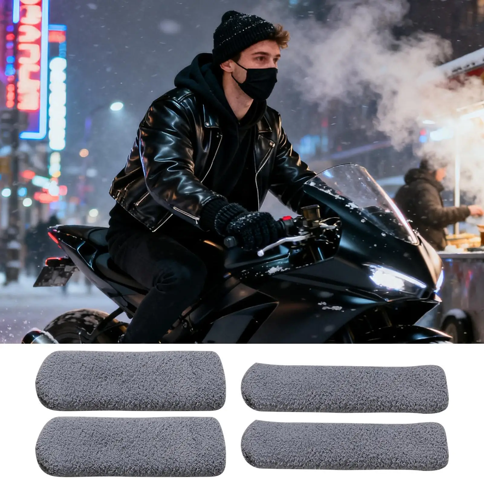 Motorcycle Handlebar Covers Soft Stretchable Plush Cycling Handlebar Brake Lever Cover Set for Adventure Commuting Cruising