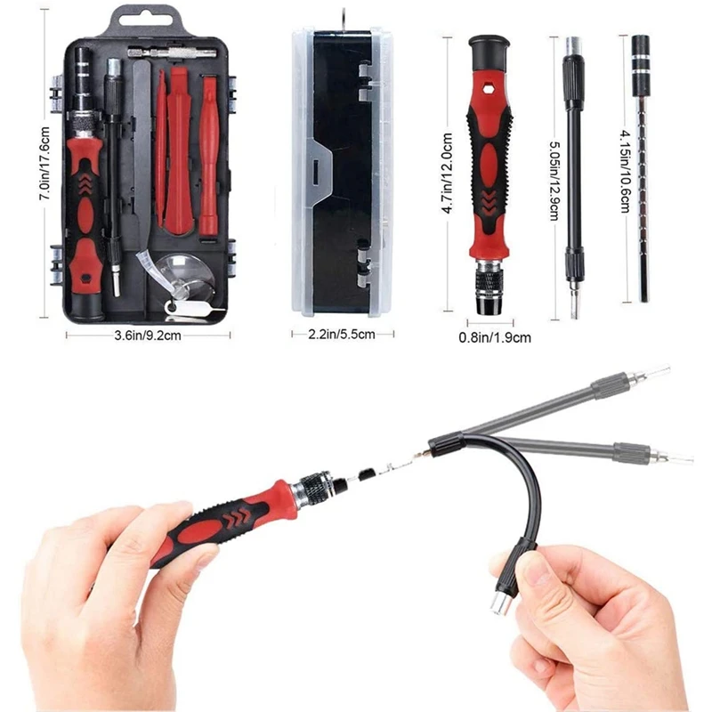 A27R-135 In1 Screwdriver Magnetic Tools Sets For Mobile Phone Tablet Computer Eyeglasses Repair DIY Tool Kit (Black Red)