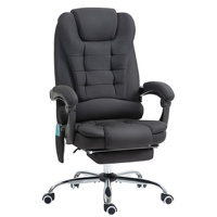 Office chair with massage function, ergonomic office chair with reclining and heating functions, adjustable-height computer chair with footrest, side pockets and remote control, black