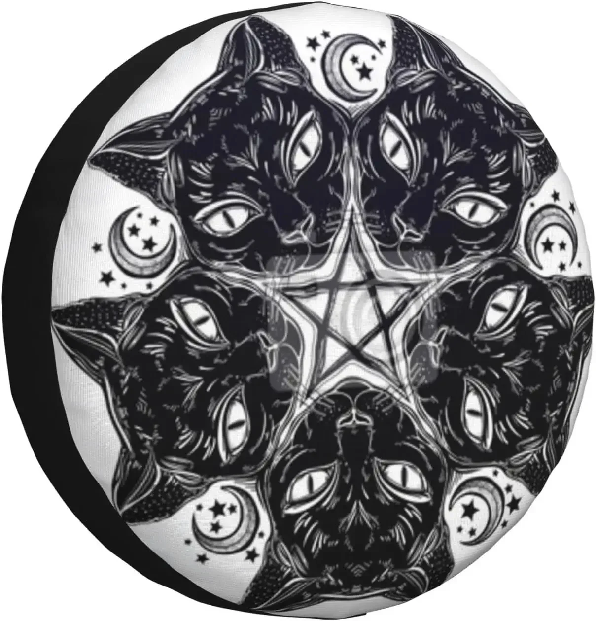 

Чехол для запасного колеса с головой кошки, луной, пентаграммой, защита колес, защита от воды, пыли, универсальный, подходит для автофургона, внедорожника, грузовика, кемпера, путешествий, кемпинга