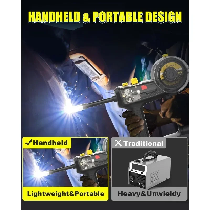 100A Flux Core Portable Welding Machine, Handheld Gasless Inverter Wir，Hand Held MIG Welder Machine 110V