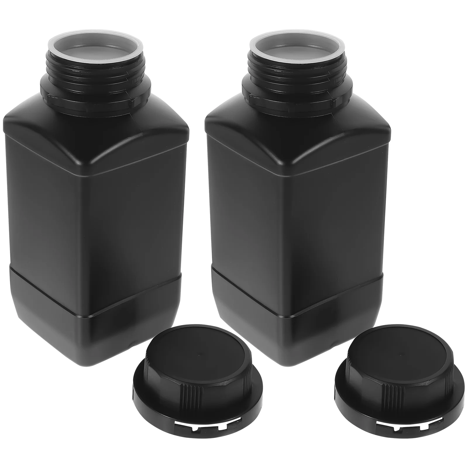 

2 Pcs Big Mouth Square Bottle Reagent 1000ml Chemical Wide Plastic Labs Liquid Storage for Sample Sealing