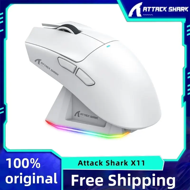 

ATTACK SHARK X11 magnetic charging dock wireless gaming mouse PixArt PAW3311 sensor 22K DPI six adjustable RGB light strip