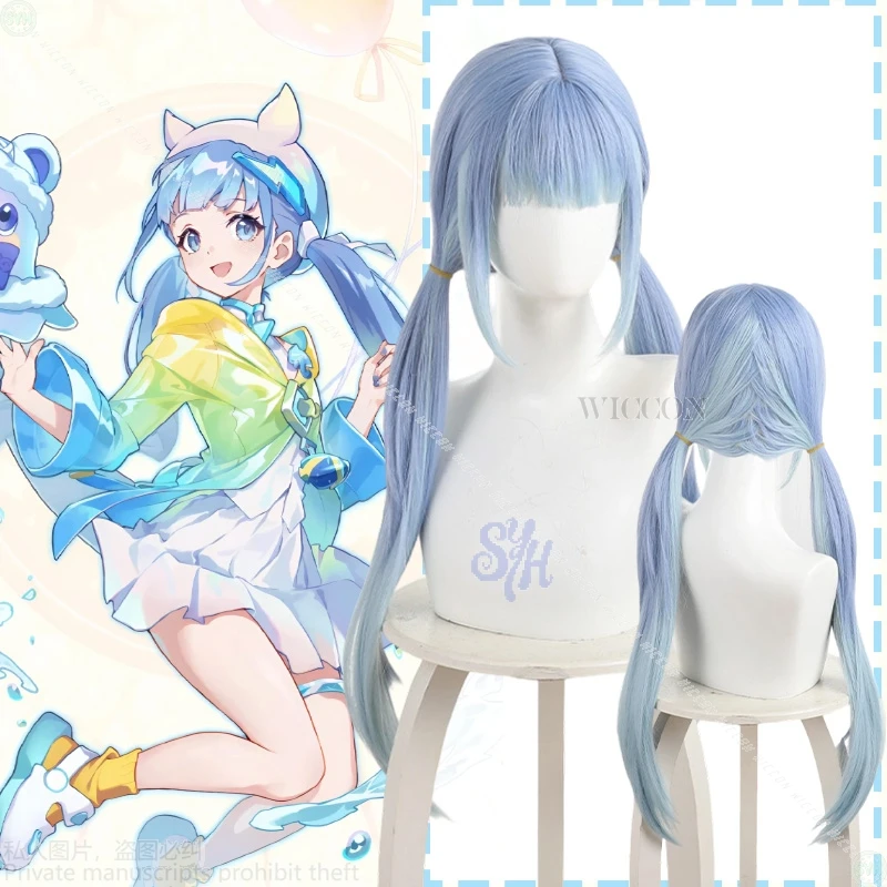 

Новая аниме-игра Honkai: Nexus Anima Косплей Nanafey Костюм Синие длинные двойные хвостики Парики Kawaii Jirai Kei Голова для девочек Хэллоуин