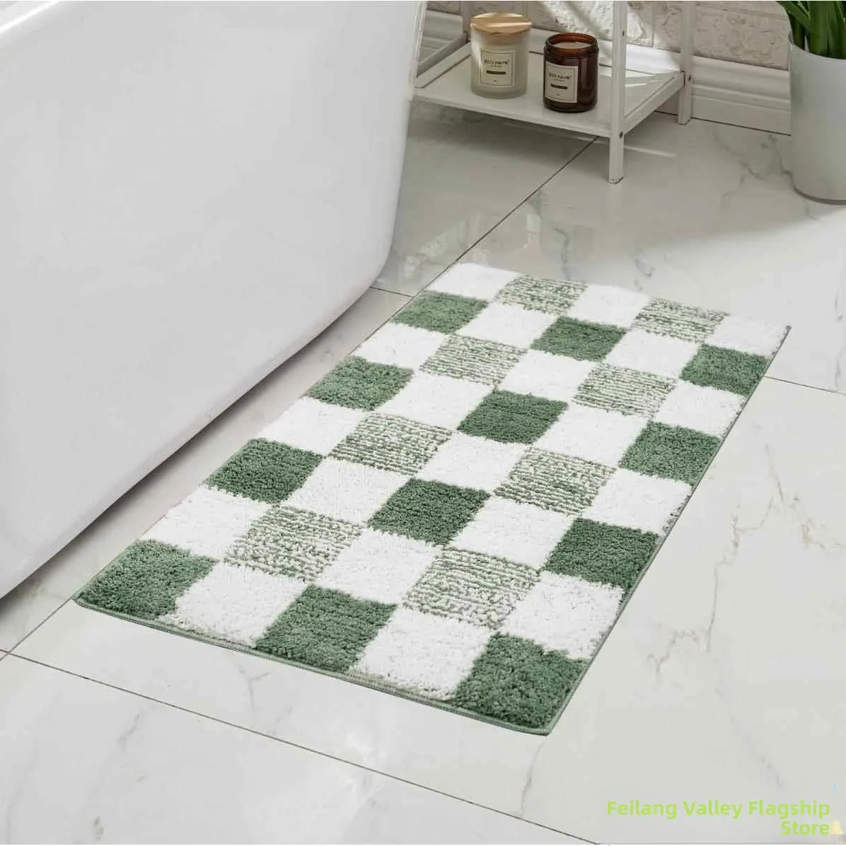 

Modern Sle Water Absorbent Batoom Door Mat Artificial Camere Non-Slip Square Pattern Home Use Floor Mat for Bedroom