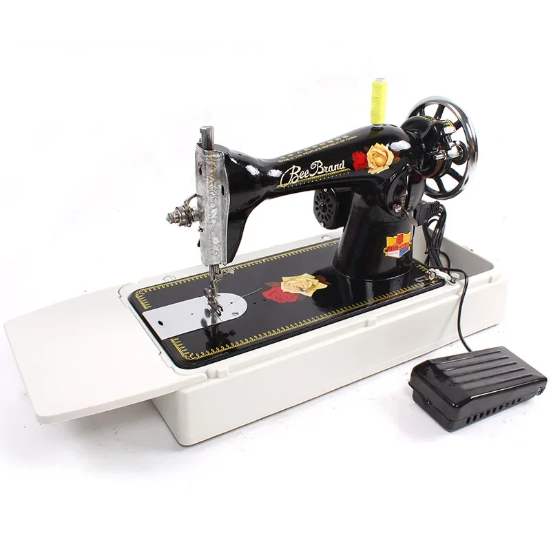 Old-Fashioned Sewing Machine Household Electric Pedal Desktop Mini Portable